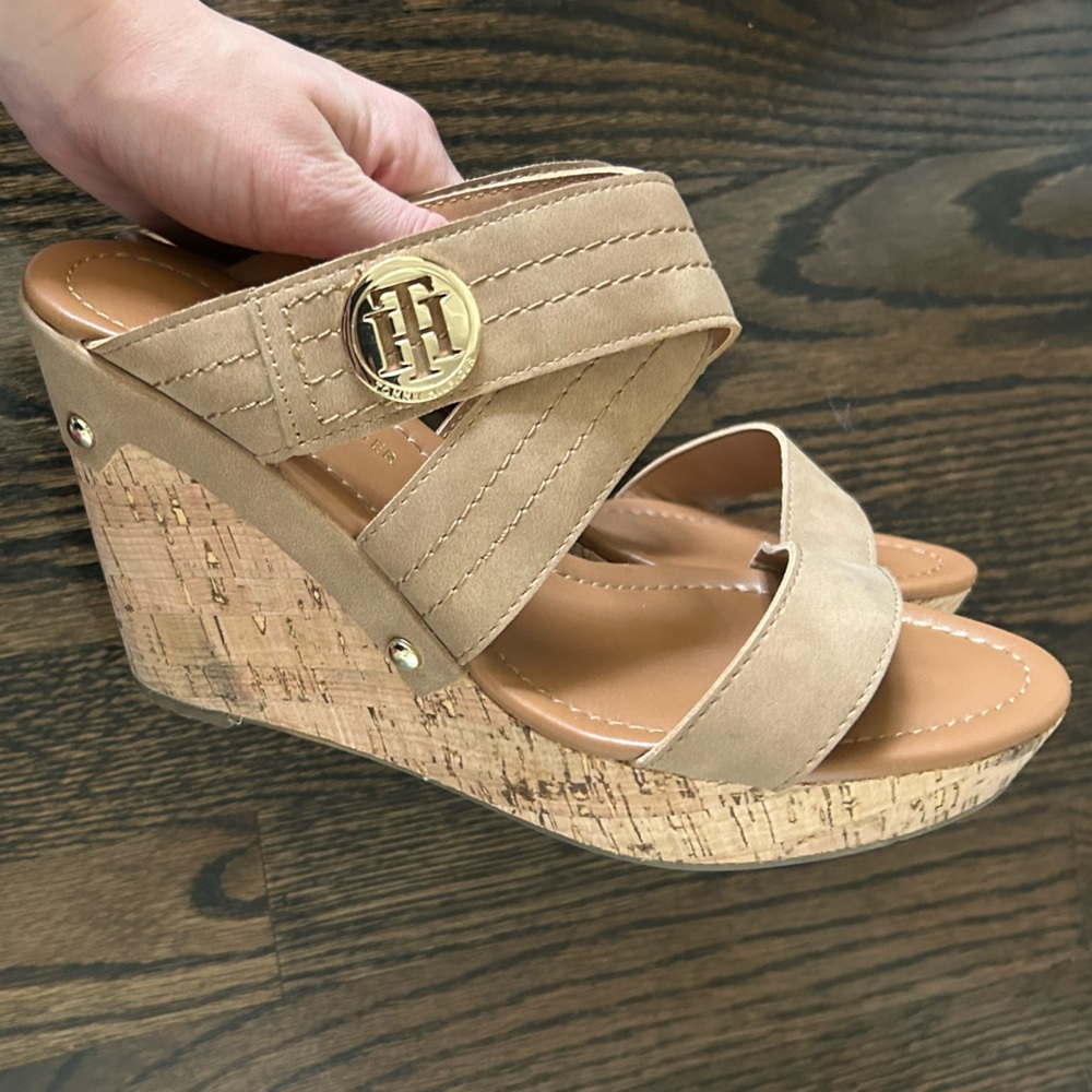 Tommy Hilfiger Beige Wedge Sandals